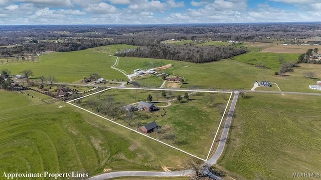 bird's eye view featuring a rural view