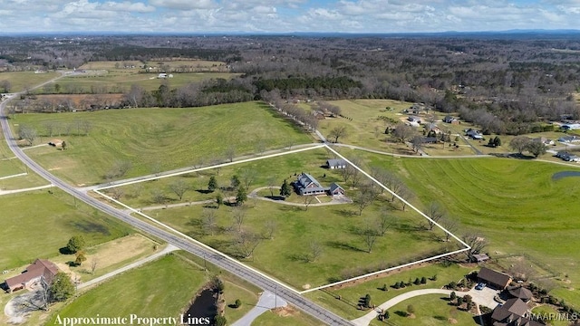 bird's eye view with a rural view