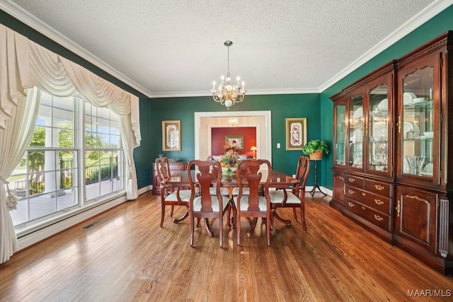 13650 County Road 29th Rd, Clanton, AL 35045 - dining space featuring a chandelier, wood finished floors, crown molding, and a textured ceiling