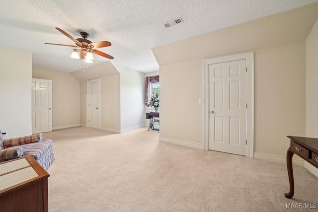 13650 County Road 29th Rd, Clanton, AL 35045 - living room with ceiling fan, light colored carpet, and a textured ceiling
