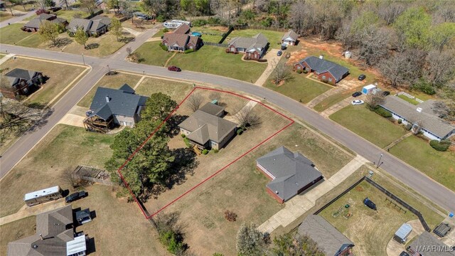 1605 Guiding Way Ln, Prattville, AL 36067 - aerial perspective of suburban area featuring property parcel outlined