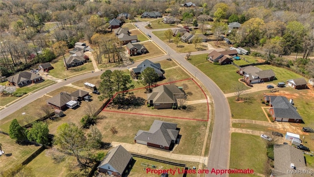 1605 Guiding Way Ln, Prattville, AL 36067 - aerial view of residential area with property boundaries highlighted