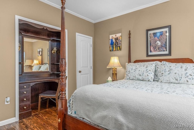 212 N Taylor St, Autaugaville, AL 36067 - bedroom featuring baseboards, wood finished floors, and ornamental molding