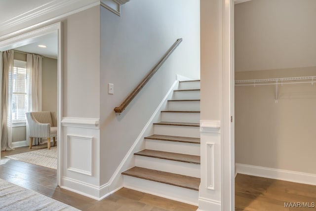 101 Ananias St, Troy, AL 36079 - staircase with baseboards and wood finished floors