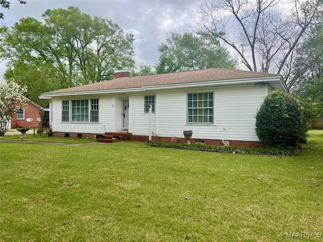 89 First Ave, Luverne, AL 36049 - ranch-style house with a front lawn, crawl space, and a chimney