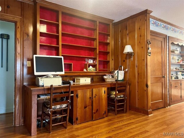 89 First Ave, Luverne, AL 36049 - office with a textured ceiling, wood finished floors, and crown molding