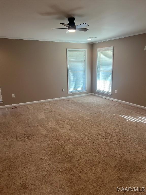 376 Mckenzie St, Mckenzie, AL 36456 - unfurnished room featuring baseboards, ornamental molding, and carpet