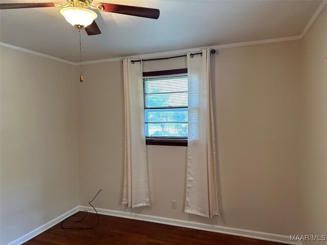125 Butler St, Selma, AL 36701 - unfurnished room with crown molding, ceiling fan, wood finished floors, and baseboards