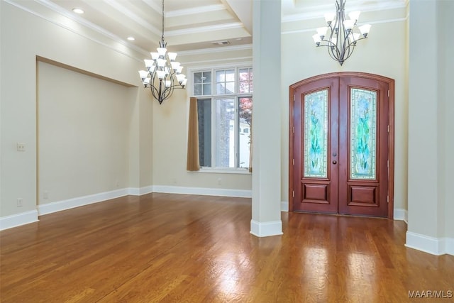 9533 Fendall Hall Cir, Montgomery, AL 36117 - entryway featuring an inviting chandelier, french doors, and dark wood finished floors