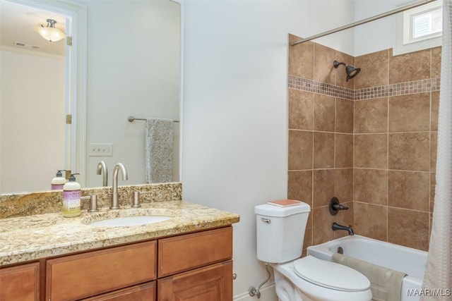9533 Fendall Hall Cir, Montgomery, AL 36117 - full bathroom featuring visible vents, toilet, shower / bath combo with shower curtain, and vanity