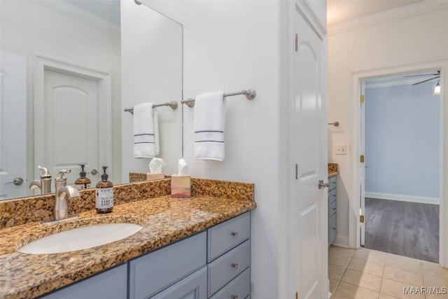 9533 Fendall Hall Cir, Montgomery, AL 36117 - bathroom featuring tile patterned floors, vanity, ornamental molding, and baseboards