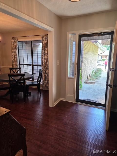 foyer entrance with baseboards and dark wood finished floors
