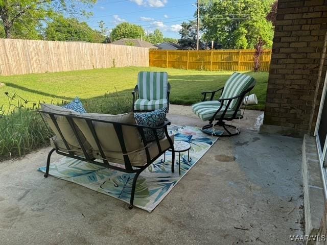 view of patio featuring a fenced backyard