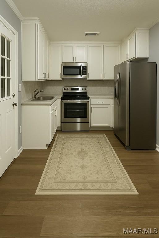 320 Nichols Ave, Eclectic, AL 36024 - kitchen with dark wood-style flooring, light countertops, stainless steel appliances, and a sink