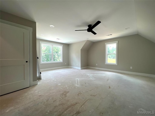 1150 Southern Hills Dr, Wetumpka, AL 36093 - additional living space with a ceiling fan, plenty of natural light, and lofted ceiling