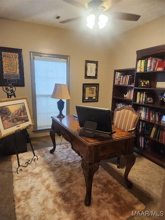 103 Rushmore Ct, Deatsville, AL 36022 - office space with a ceiling fan and visible vents