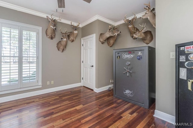 2714 County Road 54, Ozark, AL 36360 - interior space featuring crown molding, baseboards, ceiling fan, and wood finished floors