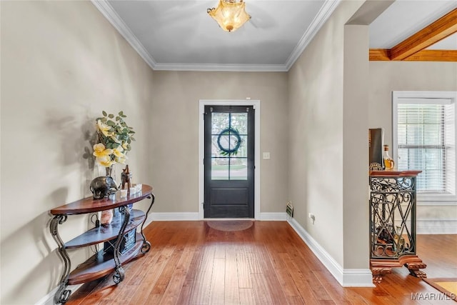 126 N Dogwood Ter, Wetumpka, AL 36093 - entryway featuring wood-type flooring, baseboards, and ornamental molding