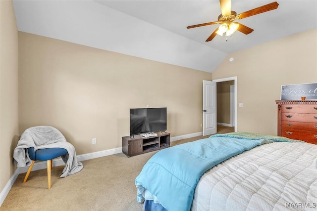 126 N Dogwood Ter, Wetumpka, AL 36093 - bedroom featuring vaulted ceiling, carpet, baseboards, and a ceiling fan