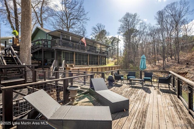 197 Maple Ridge Rd, Alexander City, AL 35010 - wooden terrace with stairs