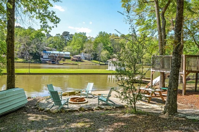 315 Lake Point Dr, Jacksons Gap, AL 36861 - view of dock featuring a water view and an outdoor fire pit