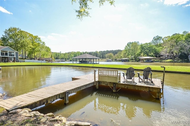 315 Lake Point Dr, Jacksons Gap, AL 36861 - dock area with a gazebo, a yard, and a water view