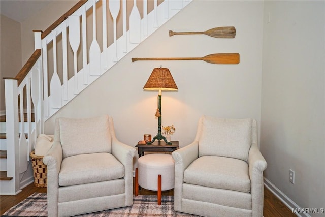 315 Lake Point Dr, Jacksons Gap, AL 36861 - living area featuring wood finished floors, baseboards, and stairs