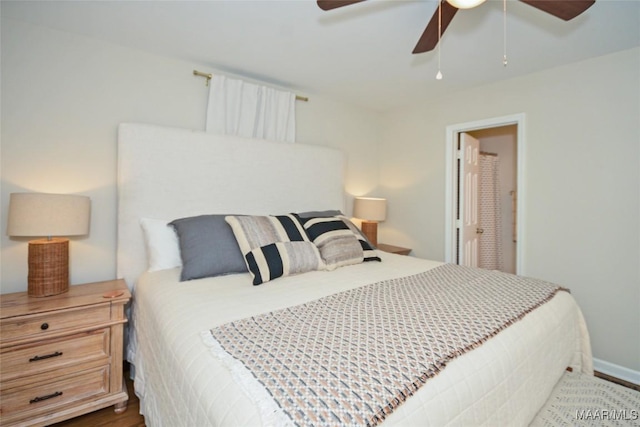 315 Lake Point Dr, Jacksons Gap, AL 36861 - bedroom with a ceiling fan and wood finished floors