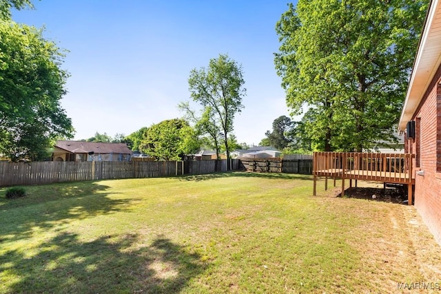 view of yard with a fenced backyard