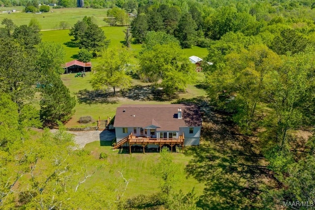 aerial view with a forest view