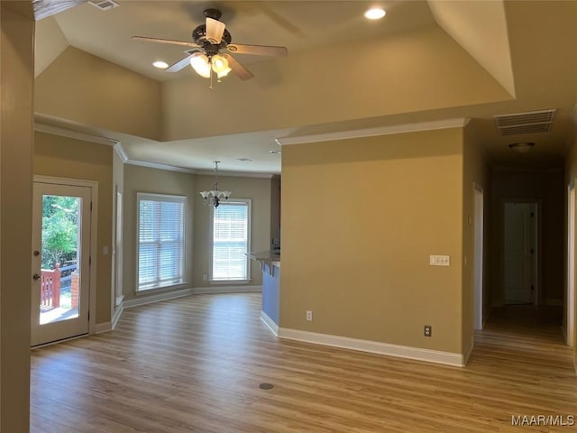 unfurnished room with light wood-style flooring, visible vents, baseboards, and recessed lighting