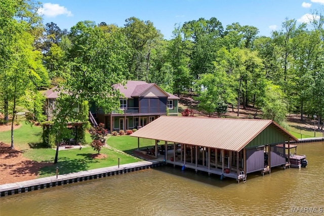177 Tankersley Rd, Wetumpka, AL 36092 - view of dock with a lawn and a water view