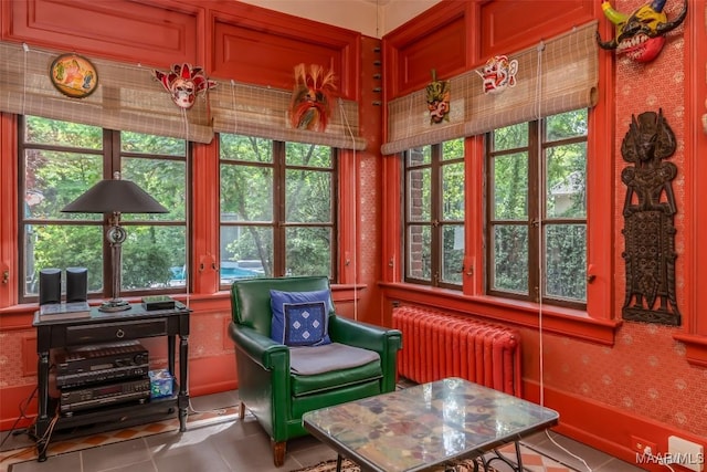 sunroom with radiator