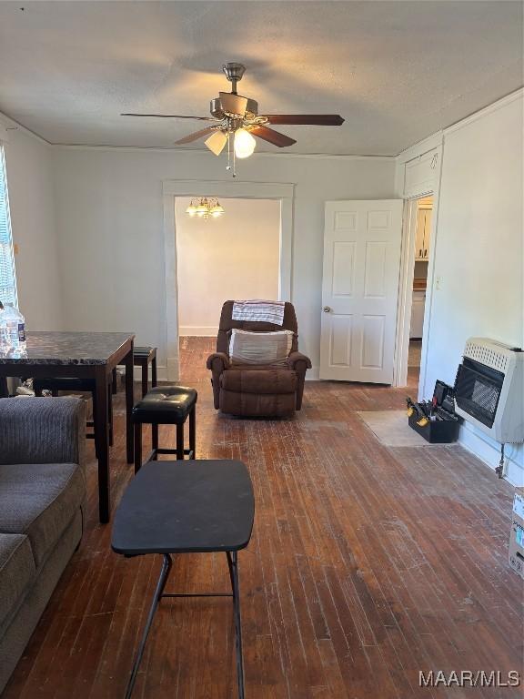 305 Federal Dr, Montgomery, AL 36107 - living area featuring a ceiling fan, hardwood / wood-style flooring, and heating unit