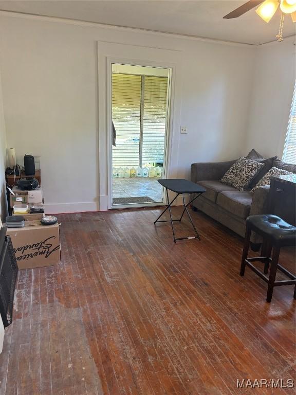 305 Federal Dr, Montgomery, AL 36107 - living room with hardwood / wood-style floors, ceiling fan, baseboards, and plenty of natural light
