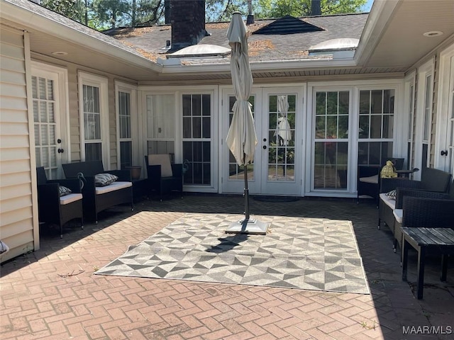 view of patio / terrace featuring outdoor lounge area and french doors