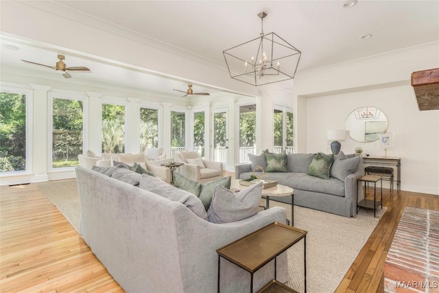 6432 Wynwood Pl, Montgomery, AL 36117 - living room with ceiling fan, crown molding, and hardwood / wood-style flooring