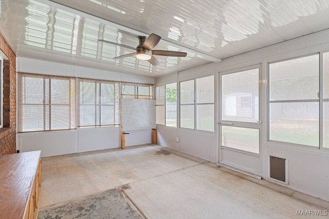 view of unfurnished sunroom
