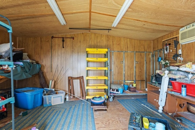 storage featuring a wall mounted air conditioner