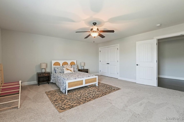 184 Houston St, Prattville, AL 36066 - bedroom featuring ceiling fan, baseboards, and light colored carpet