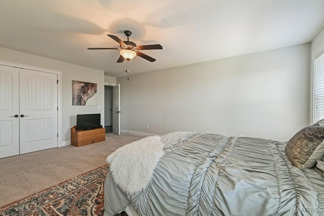 184 Houston St, Prattville, AL 36066 - carpeted bedroom featuring ceiling fan, baseboards, and a closet