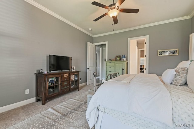 184 Houston St, Prattville, AL 36066 - bedroom featuring ceiling fan, carpet floors, crown molding, and baseboards
