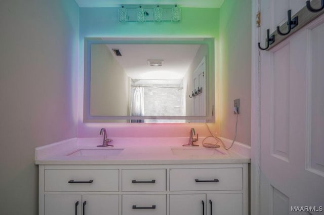 bathroom with double vanity
