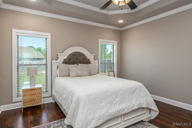 1017 Ridge Point Dr, Deatsville, AL 36022 - bedroom with baseboards, a tray ceiling, wood finished floors, and recessed lighting
