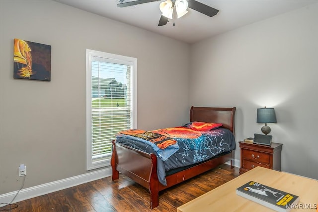 1017 Ridge Point Dr, Deatsville, AL 36022 - bedroom with baseboards, ceiling fan, and dark wood finished floors