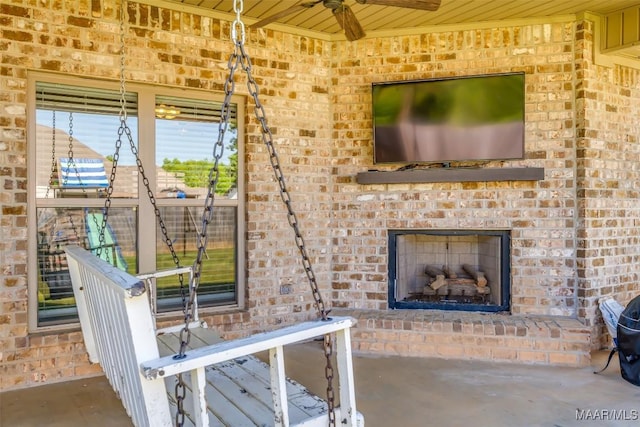 1017 Ridge Point Dr, Deatsville, AL 36022 - interior space with an outdoor brick fireplace