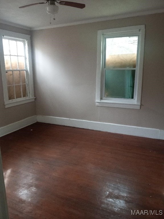 12 E Fairview Ave, Montgomery, AL 36105 - spare room featuring baseboards, a ceiling fan, dark wood-style floors, and crown molding