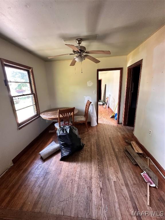 158 County Road 852nd Rd, Selma, AL 36701 - dining area with a ceiling fan, baseboards, and wood finished floors