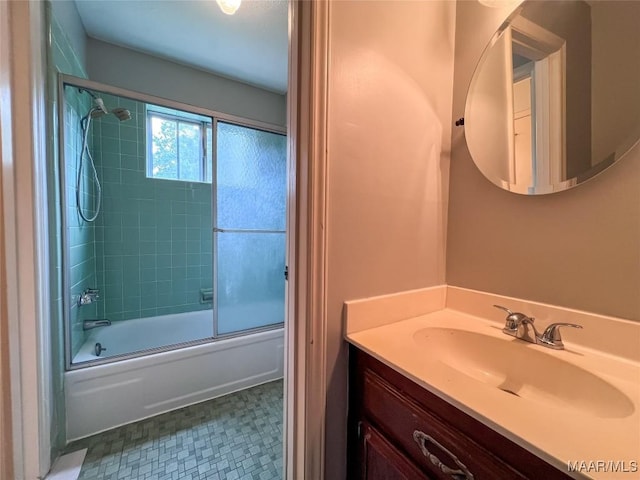 113 Kingston Pl, Prattville, AL 36067 - bathroom featuring tile patterned floors, combined bath / shower with glass door, and vanity