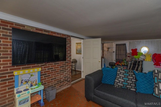 living area with finished concrete floors
